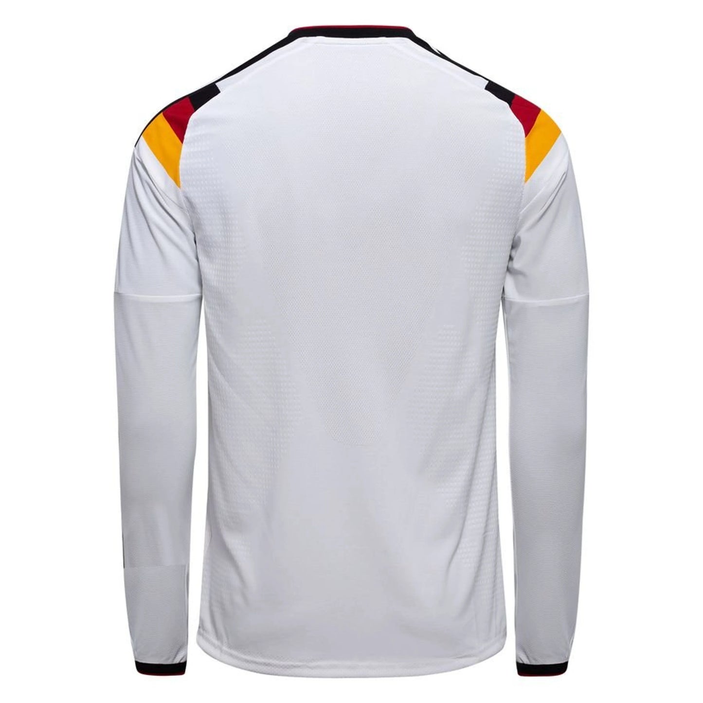 back view of the adidas Germany 2026 World Cup Home Authentic Long Sleeve Jersey in White Black Red Yellow