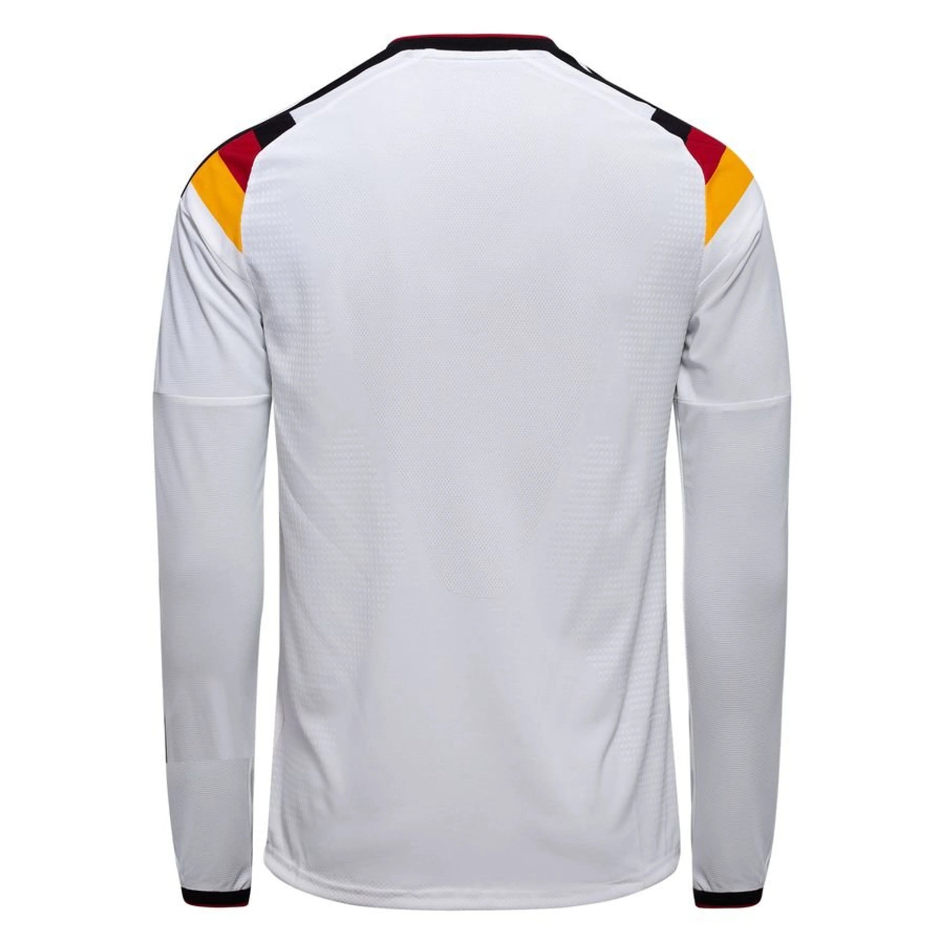 back view of the adidas Germany 2026 World Cup Home Authentic Long Sleeve Jersey in White Black Red Yellow