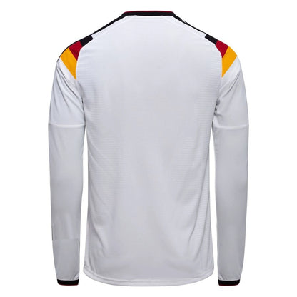 back view of the adidas Germany 2026 World Cup Home Authentic Long Sleeve Jersey in White Black Red Yellow