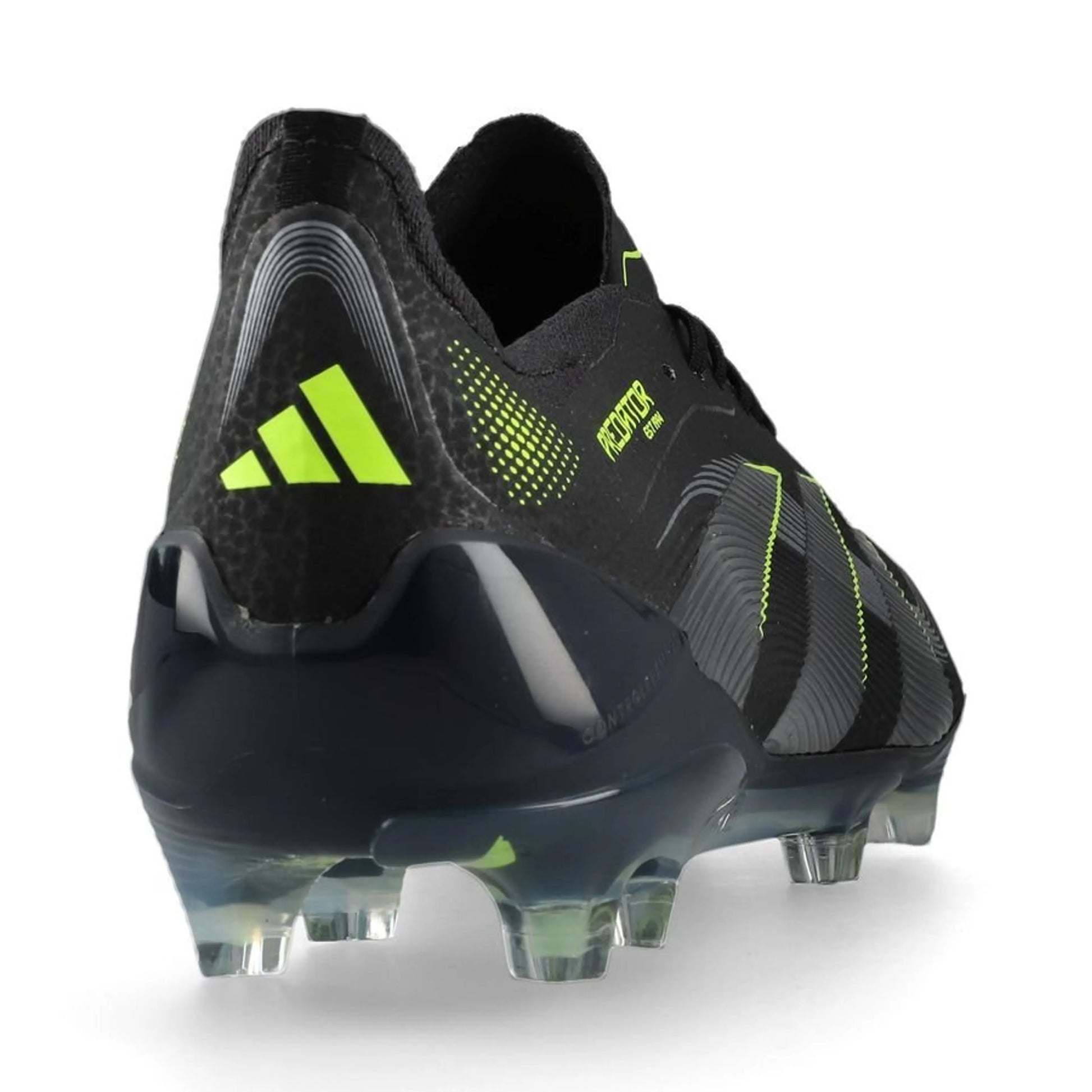 back view of the adidas Predator Elite FG Electric Stealth pack in Black/Lemon