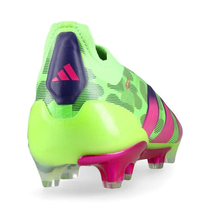 back view of the adidas Predator Elite Laceless FG "Generation Pred" pack in Green/Pink colorway