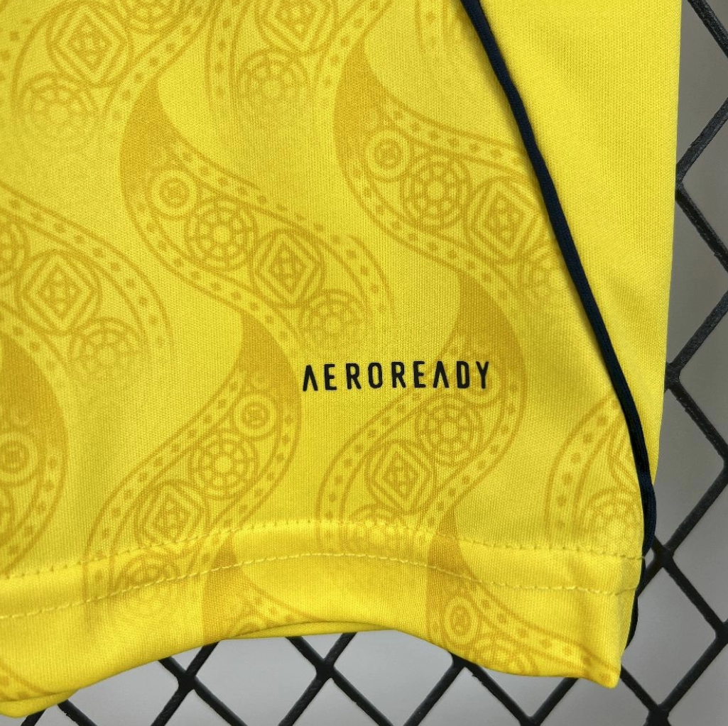 bottom left view of the Al-Nassr 25/26 Home Yellow Football Short Sleeve Jersey Designed By Adidas