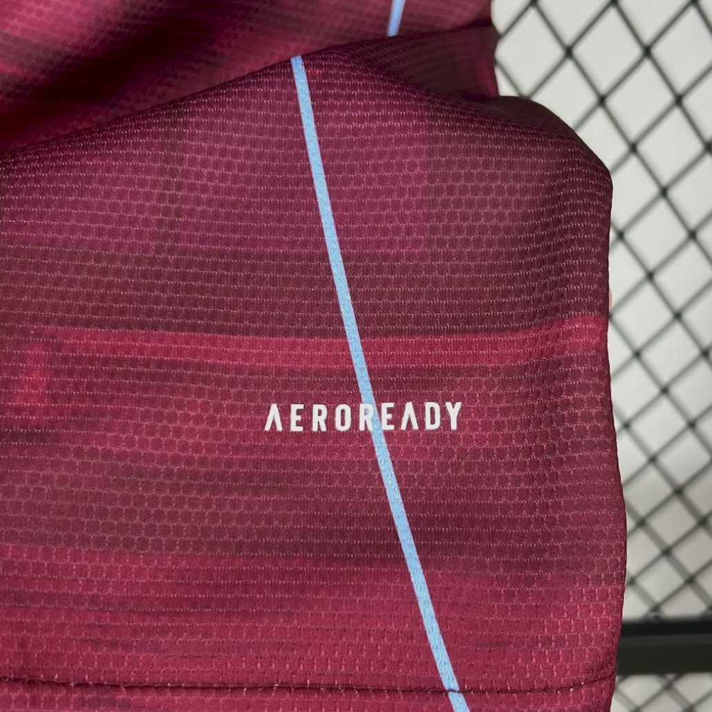 bottom left view of the Aston Villa 2025/26 Home Red Jersey