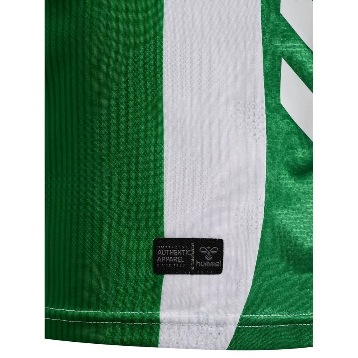 bottom left view of the Hummel Real Betis 2025/26 Home Green and White Shirt