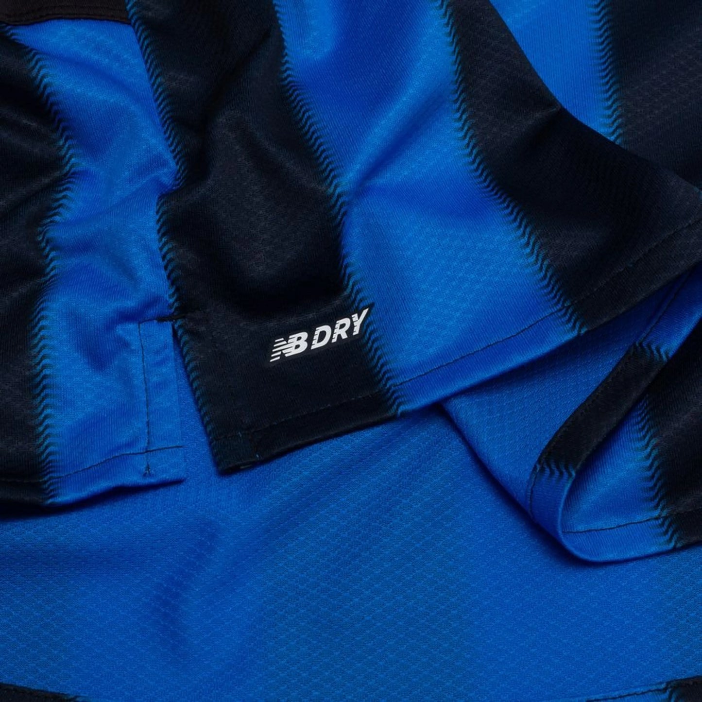 bottom left view of the New Balance Atalanta BC 2025/26 Home Blue and Black Shirt