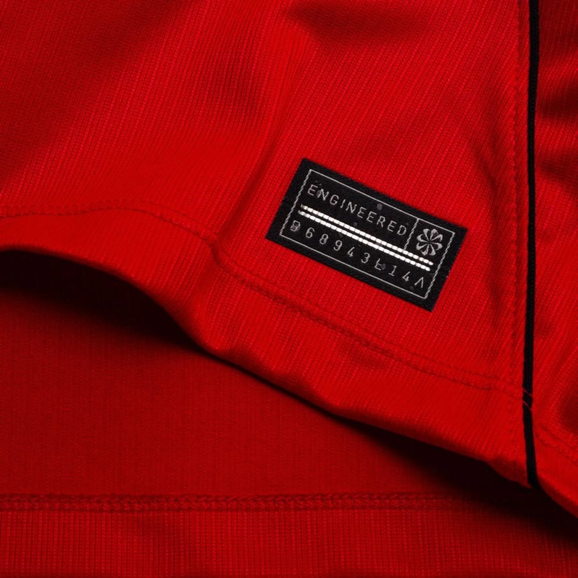 bottom left view on the Nike Canada World Cup 2026 Home Red Shirt