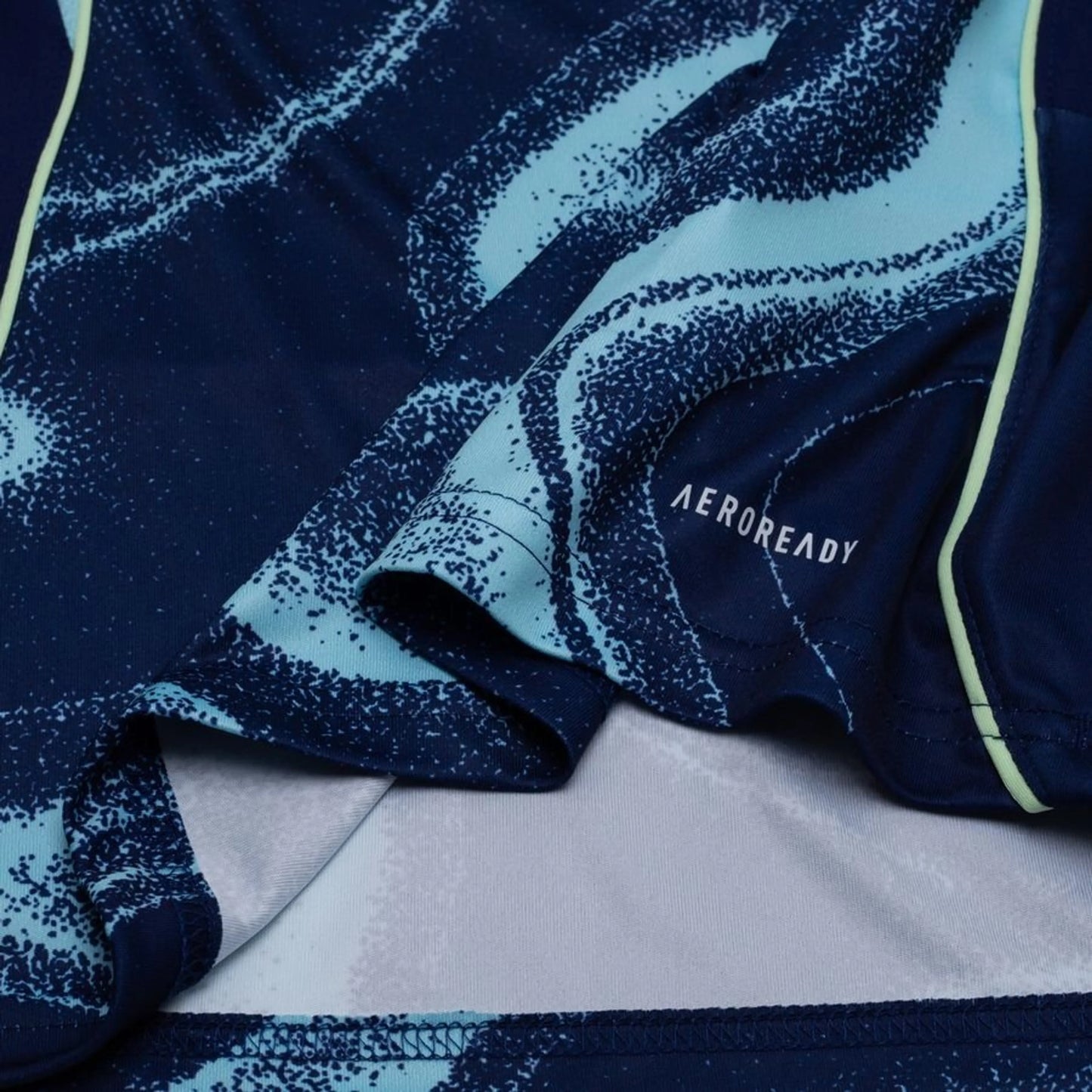 bottom left view of the adidas Ajax 2025/26 Away Blue Shirt