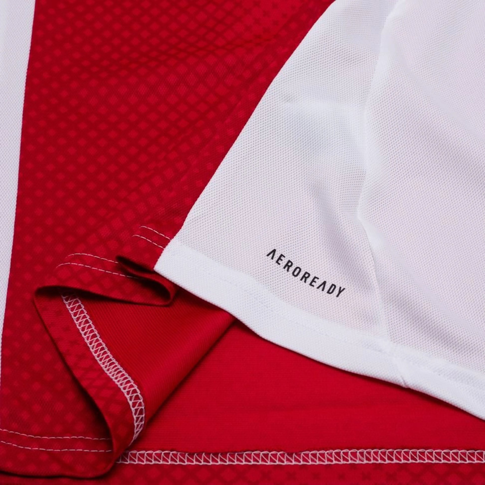 bottom left view of the adidas Ajax 2025/26 Home Red and White Shirt