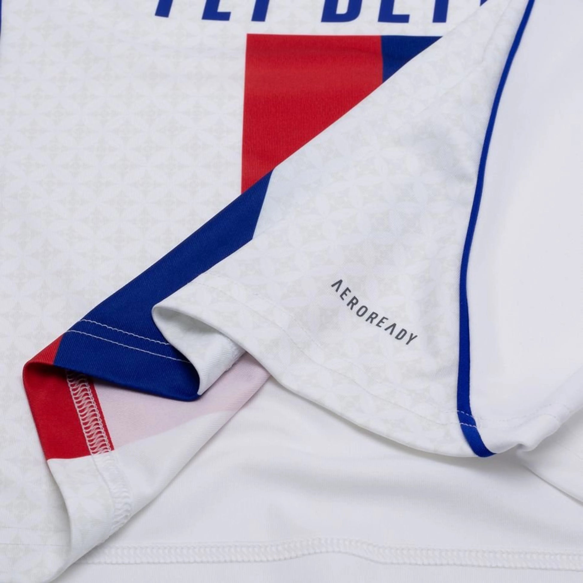 bottom left view of the adidas Olympique Lyonnais 2025/26 Home White Shirt