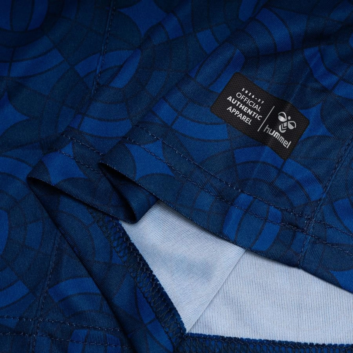 bottom left view of the hummel Sunderland AFC Men's Third Shirt 2026/27 - Deep Navy / Vibrant Cyan