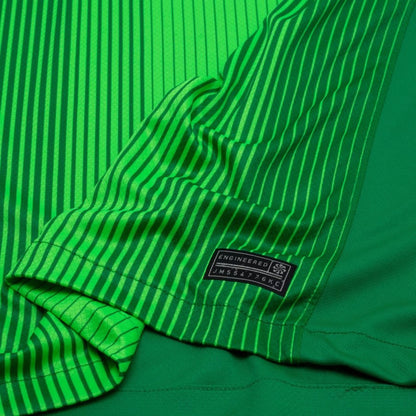 bottom left view of the Nike FC Barcelona 2025/26 Home Goalkeeper Shirt in Green/Black