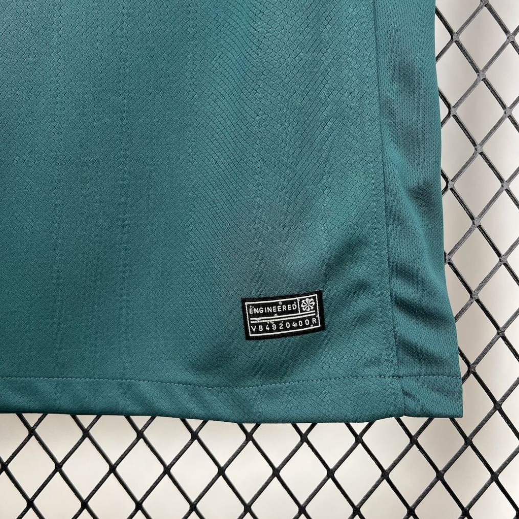 bottom right view of the Nigeria 25/26 Away Dark Green Football Short Sleeve Jersey Designed By Nike