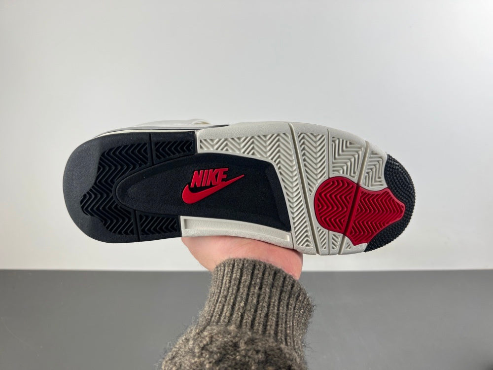 bottom view of the Air Jordan 4 Retro OG 'Flight Club' (2026) - Sail/Black-University Red - IM4002-100
