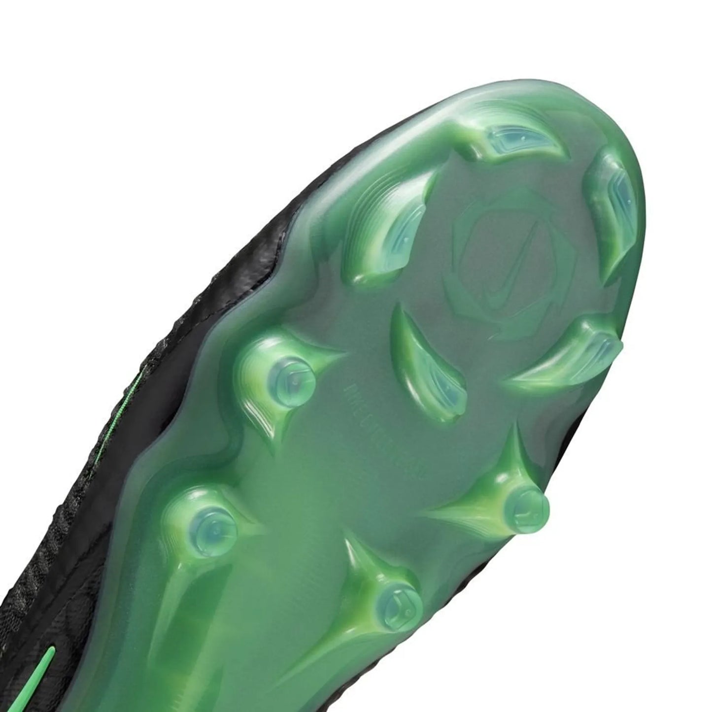 bottom view of the Nike Phantom 6 Elite Low Cut FG from the Shadow Pack in Black/Green