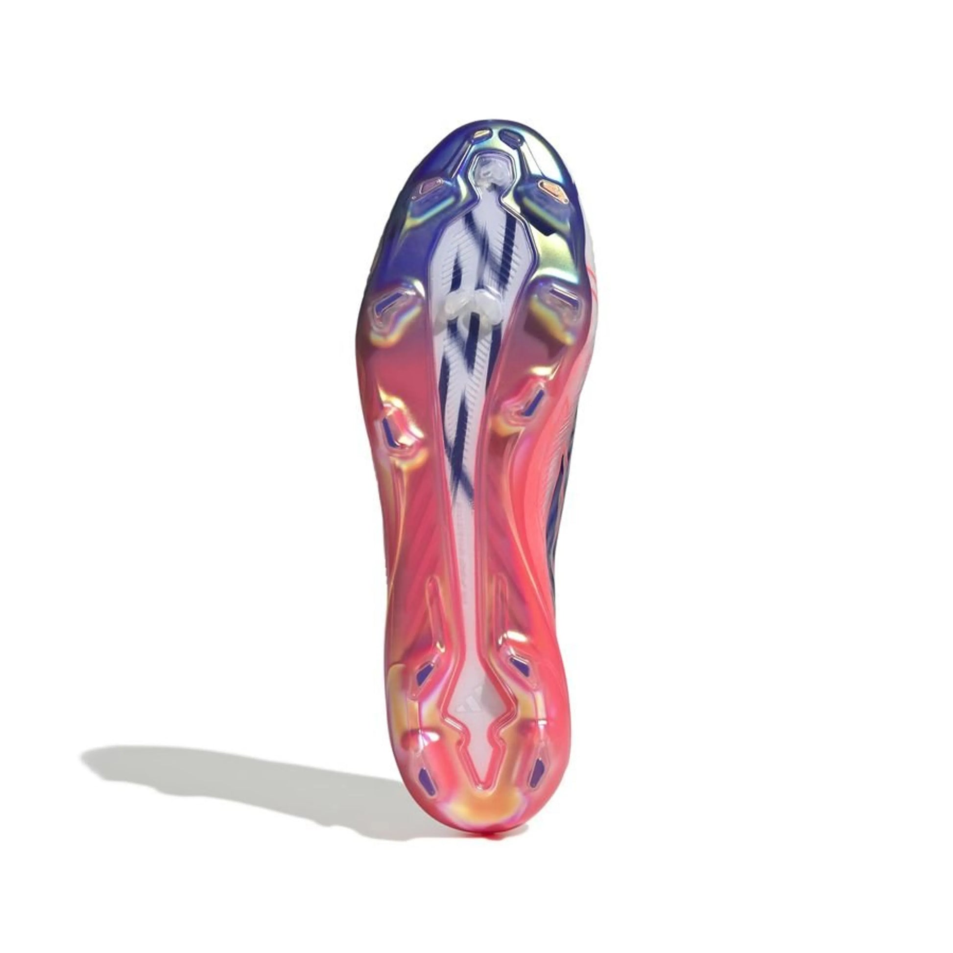 bottom view of the adidas F50 Hyperfast Elite Laceless FG in White/Pink from the Chaos vs Control Pack