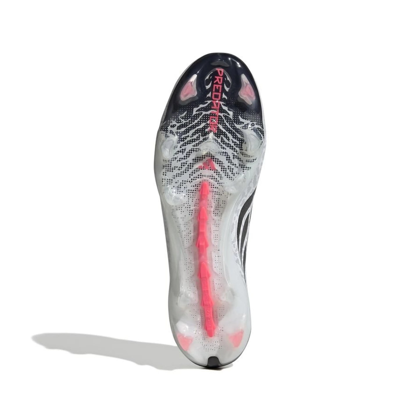bottom view of the adidas Predator Elite Laceless FG in White/Red/Black from the Chaos vs Control Pack