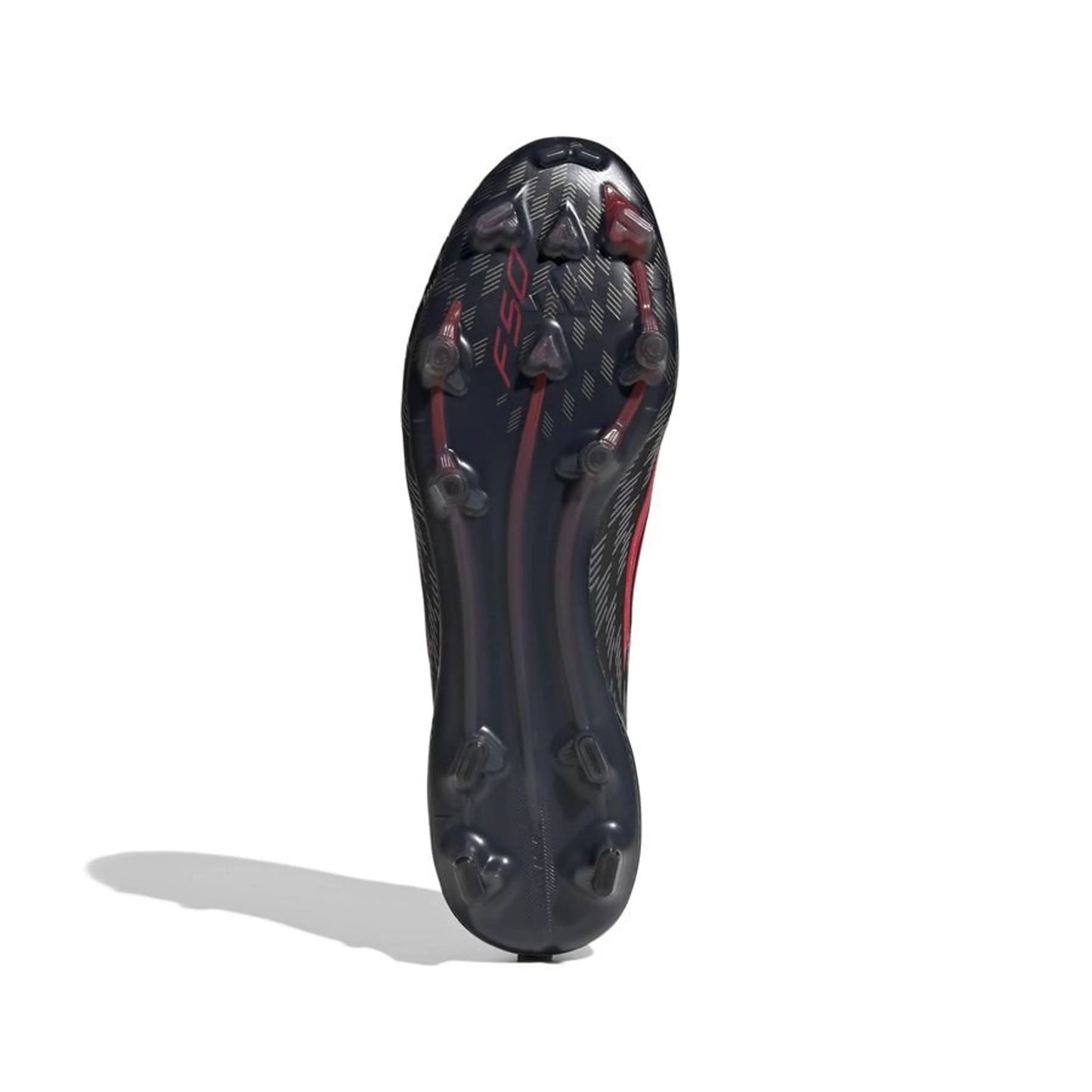 bottom view of the adidas F50 Elite FG Immortal DNA in Black/White/Red colorway