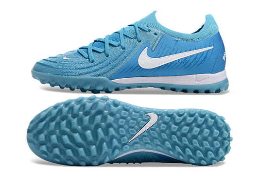 nike phantom elite low, blue, availabe in FG and turf.