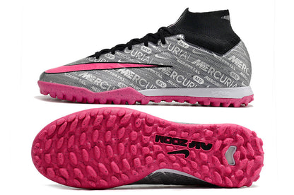 nike air zoom mercurial superfly 9 elite turf in silver/pink