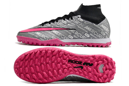 nike air zoom mercurial superfly 9 elite turf in silver/pink