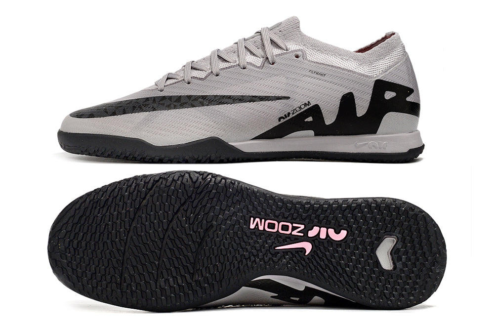 nike air zoom mercurial vapor 15 elite, grey/black, available in FG, turf, and futsal.