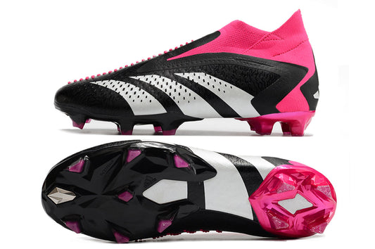 adidas predator accuracy elite fg laceless in black/pink/white