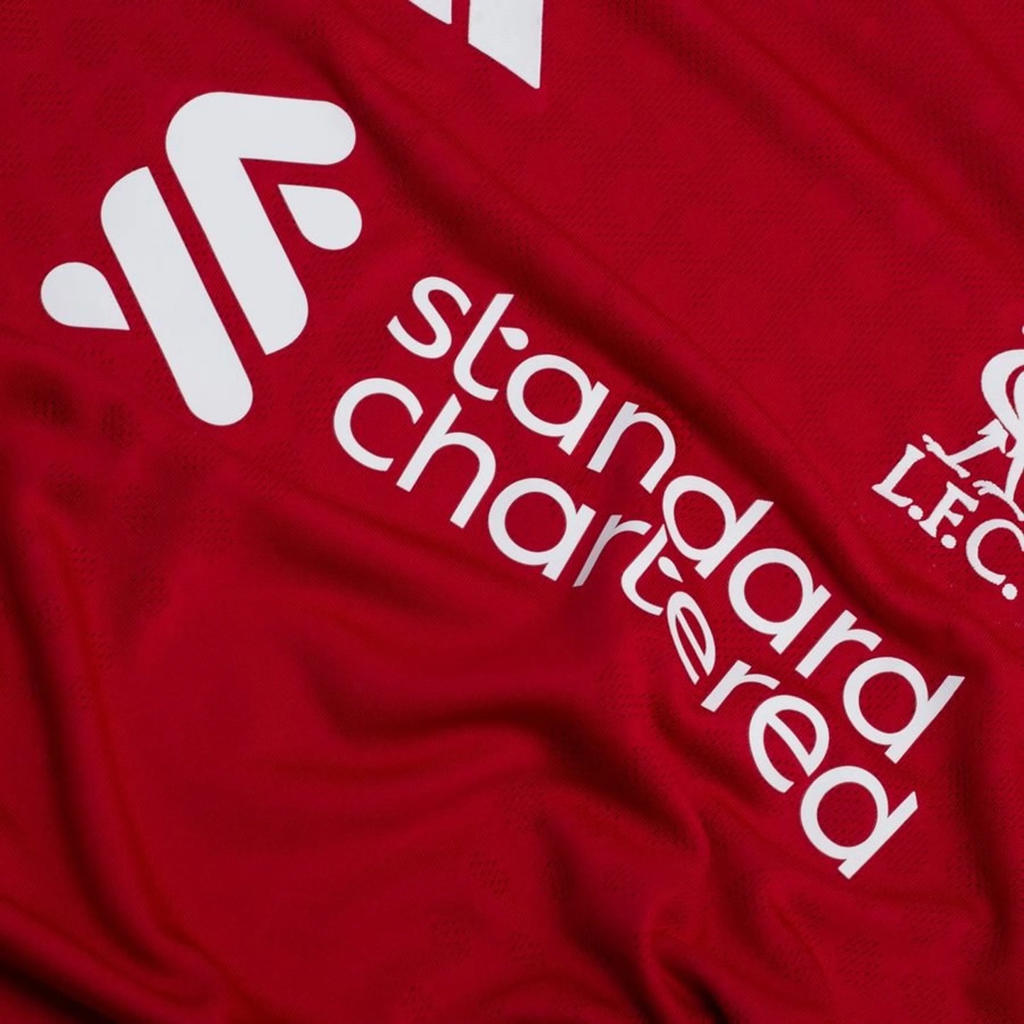 close up view on the adidas Liverpool FC 2025/26 Home Jersey
