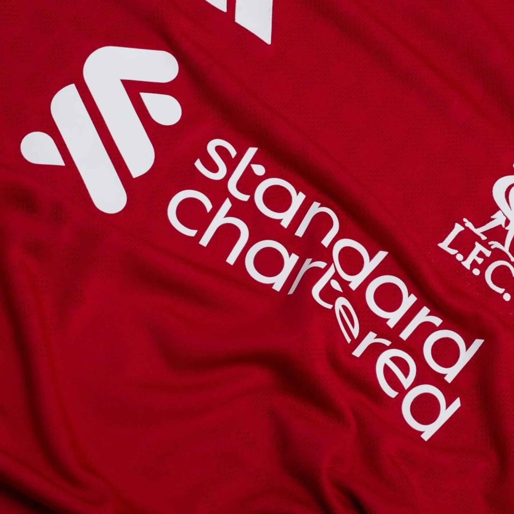 close up view on the adidas Liverpool FC 2025/26 Home Jersey