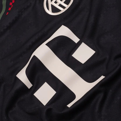 close up view of the Adidas Bayern Munchen 2025/26 Third Black Jersey