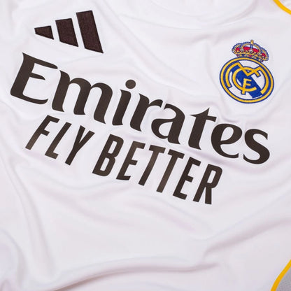 close up view Adidas Real Madrid 2025/26 Home Long Sleeve Jersey