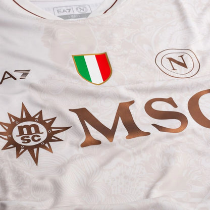 close up view of the EA7 SSC Napoli 2025/26 Away White Shirt