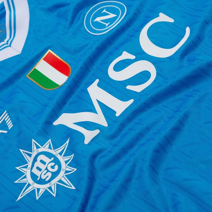 close up view of the EA7 SSC Napoli 2025/26 Home Blue Jersey