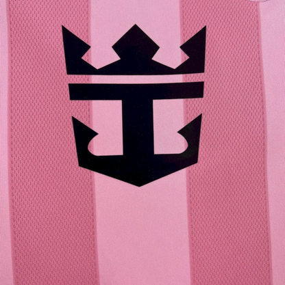 close up view on the Inter Miami 25/26 Home Pink Football Short Sleeve Jersey Designed By Adidas