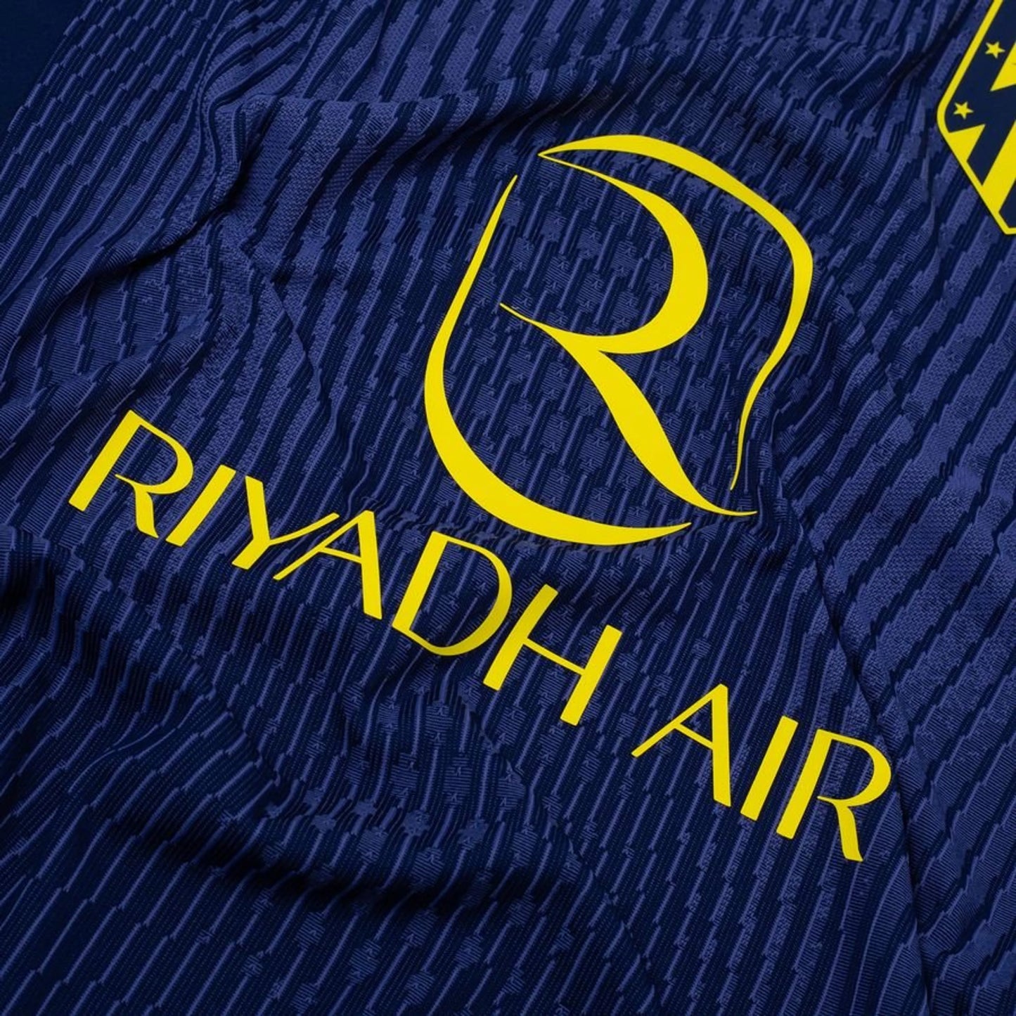 close up view of the Nike Atletico Madrid 2025/26 Away Navy Jersey