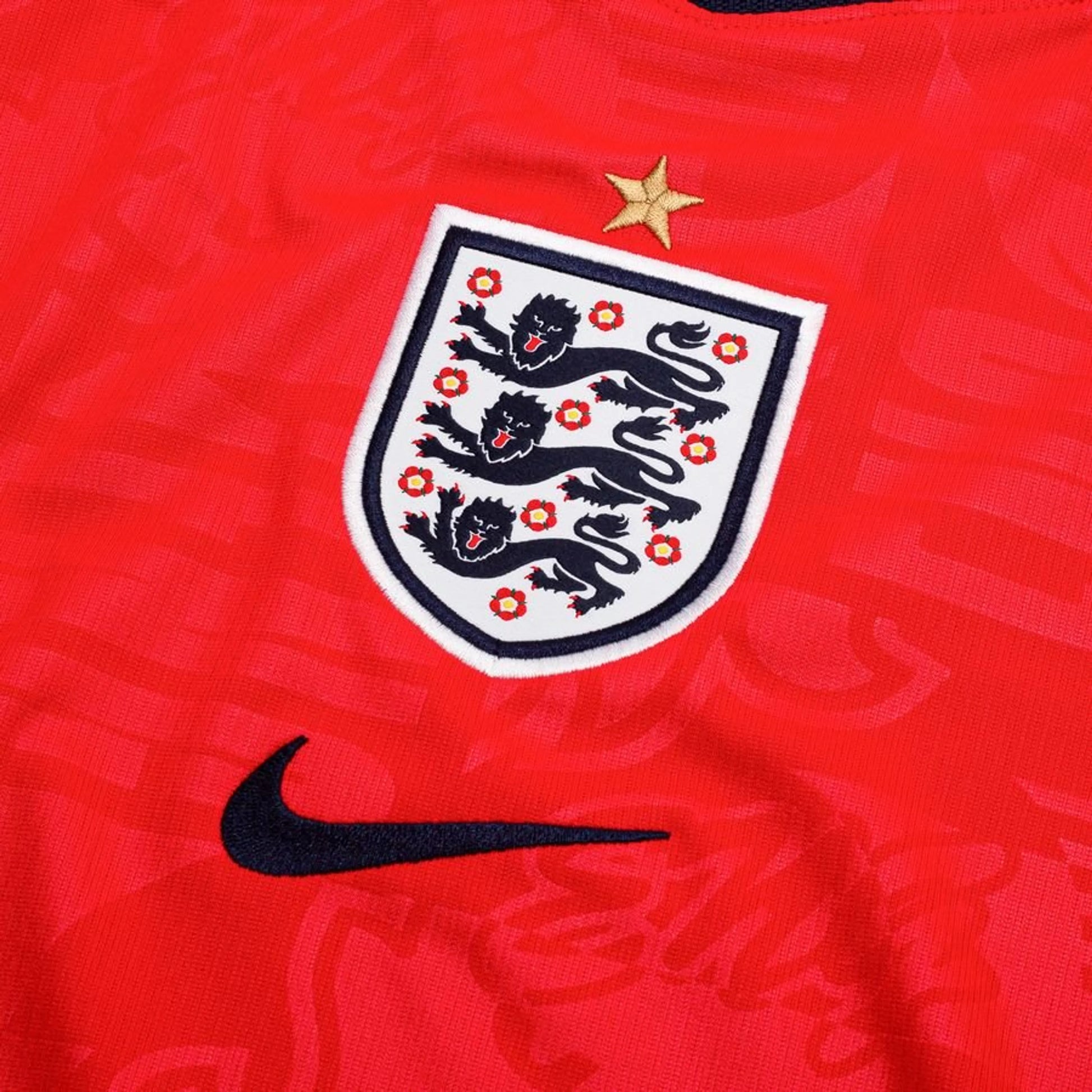close up view of the Nike England National Team 2026 Stadium Away Women's Dri-FIT Football Shirt - Red