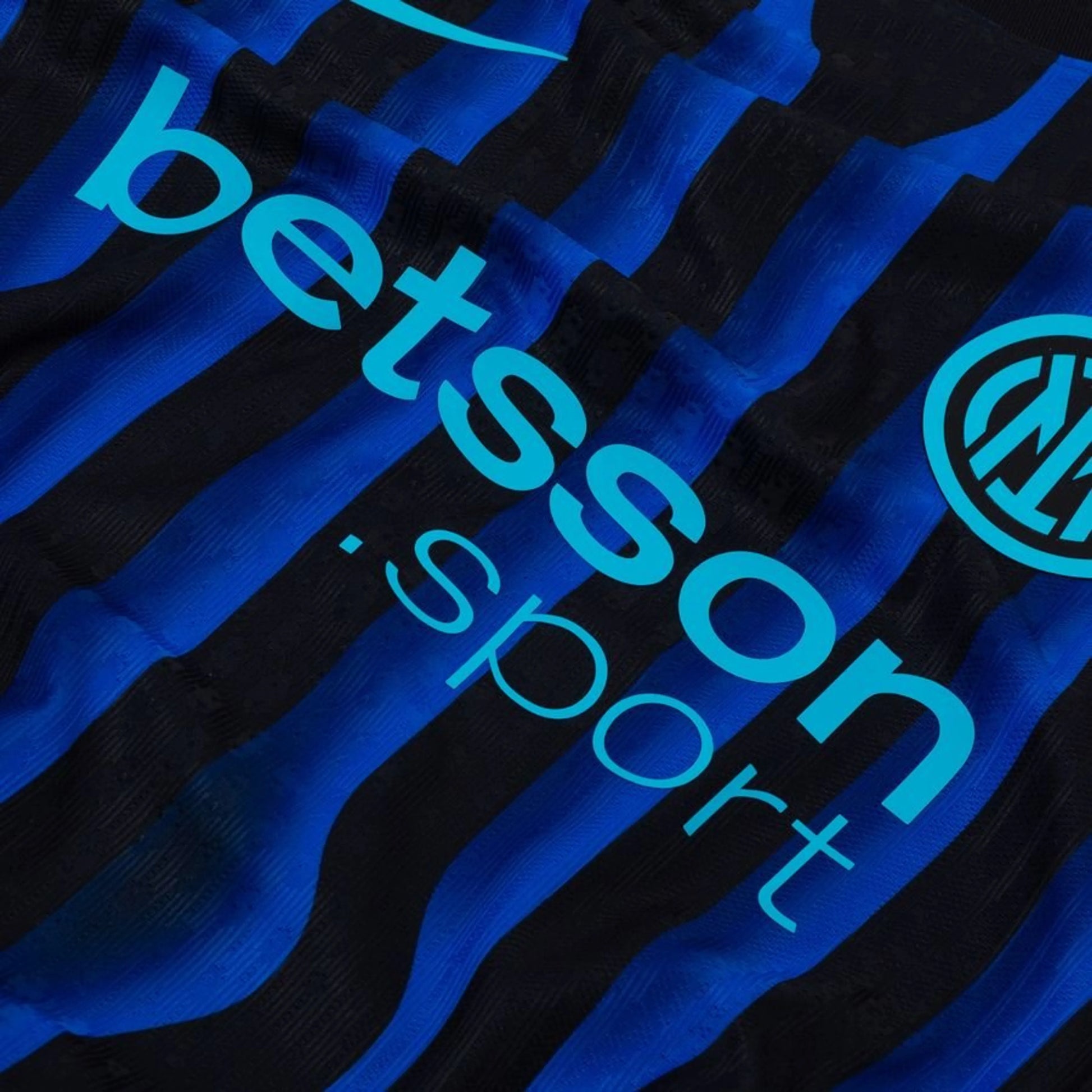 close up view of the Nike Inter Milan 2025/26 Home Blue & Black Jersey