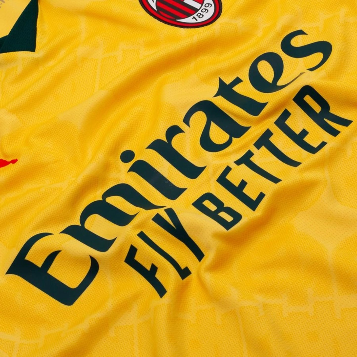 close up view of the PUMA AC Milan 2025/26 Third Yellow Jersey