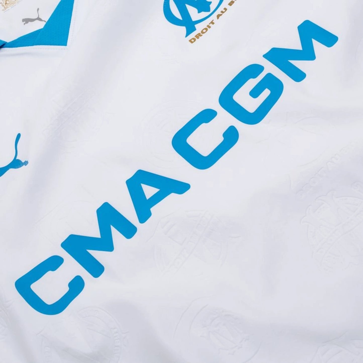close up view of the PUMA Marseille 2025/26 Home White Shirt