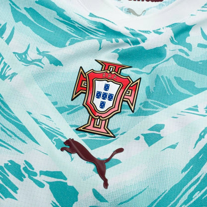 close up view of the PUMA Portugal Women's Away Shirt World Cup 2026 - White/Green