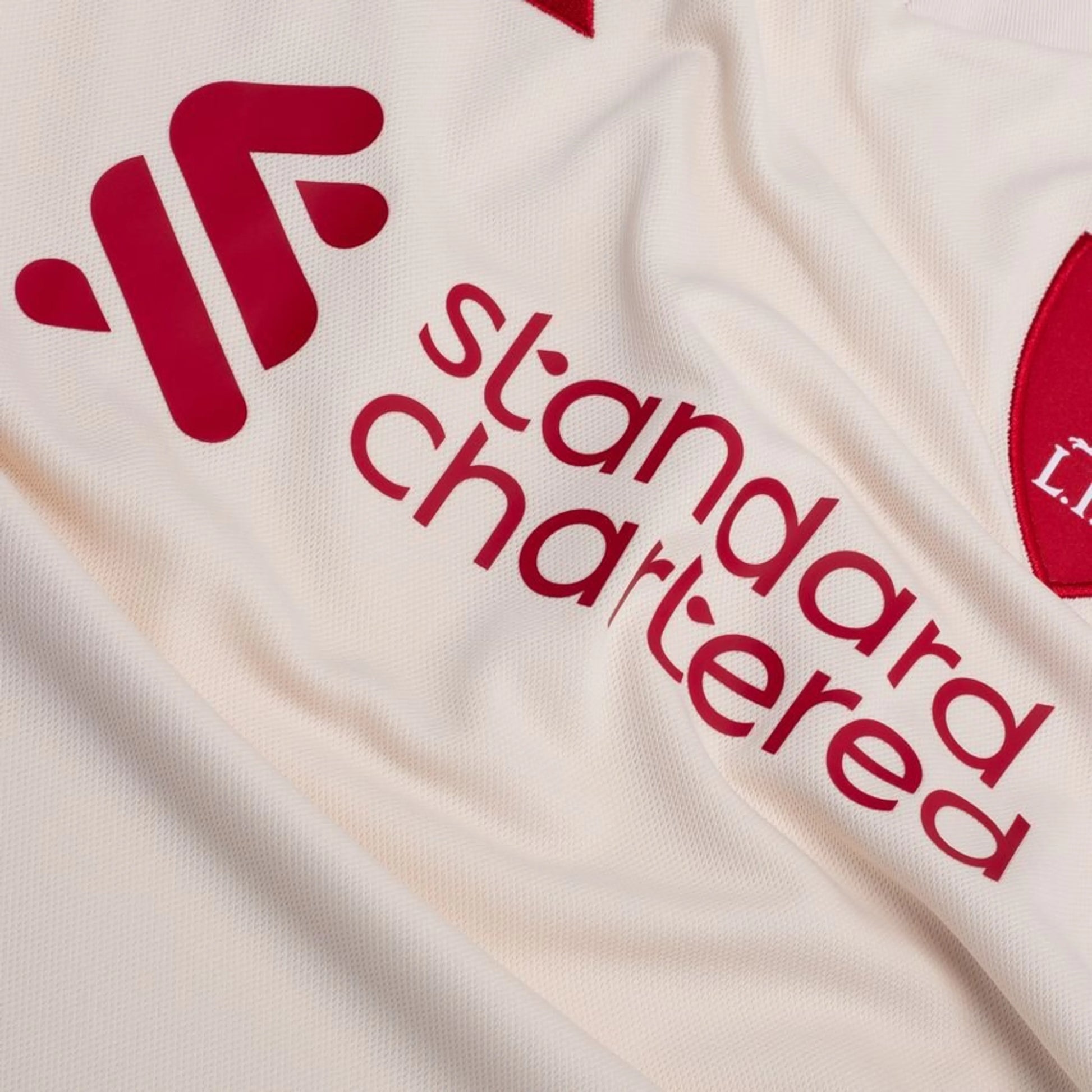 close up view of the adidas Liverpool FC 2025/26 Away White Jersey