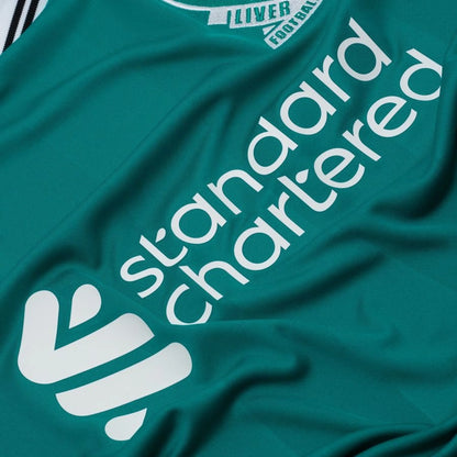 close up view on the adidas Liverpool FC 2025/26 Third Long Sleeve Jersey
