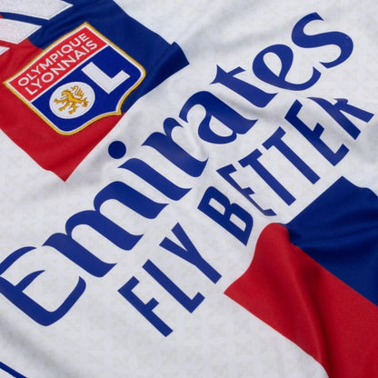 close up view of the adidas Olympique Lyonnais 2025/26 Home White Shirt
