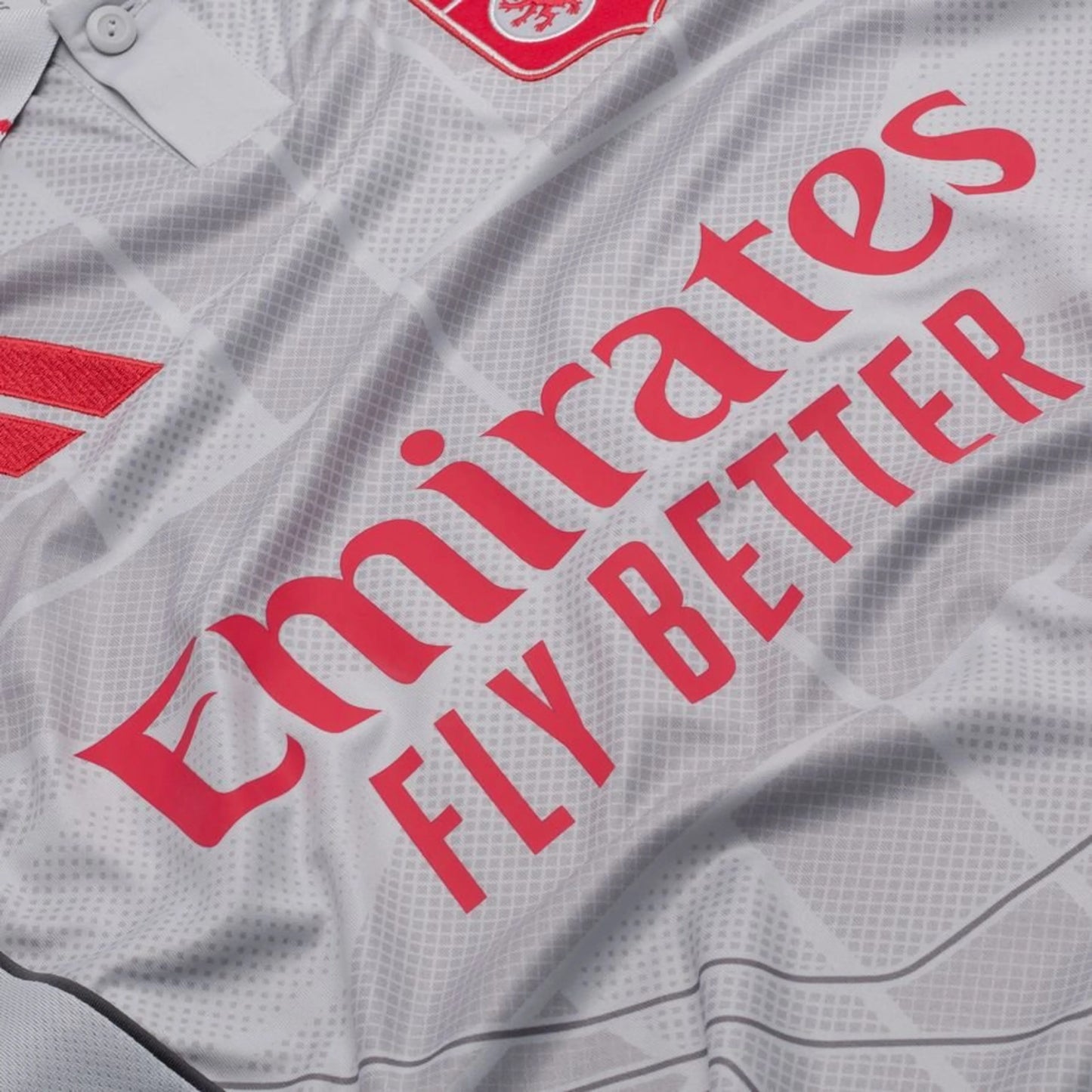 close up view of the adidas Olympique Lyonnais 2025/26 Third Grey Shirt