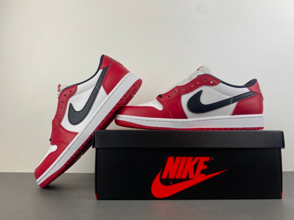 close view of the Air Jordan 1 Retro Low OG 'Chicago' (2025 Release) Varsity Red/Black-Summit White HQ6998-600