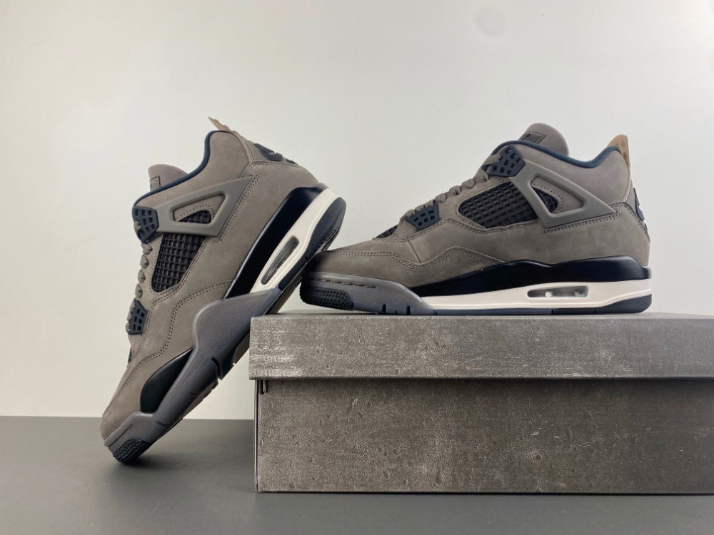 close view of the Air Jordan 4 Retro 'Cave Stone' (2025) Cave Stone/Black-Moon Particle Suede FV5029-200
