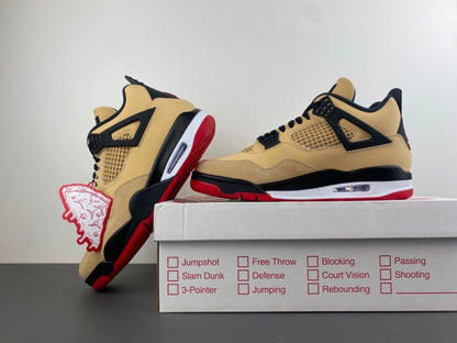 close view of the Air Jordan 4 Retro GS 'Pizza' (2025) Sesame/White-Fire Red-Black IH2094-200