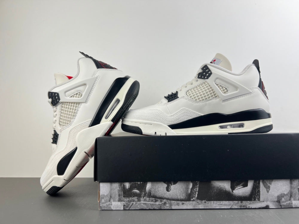 close view of the Air Jordan 4 Retro OG 'Flight Club' (2026) - Sail/Black-University Red - IM4002-100