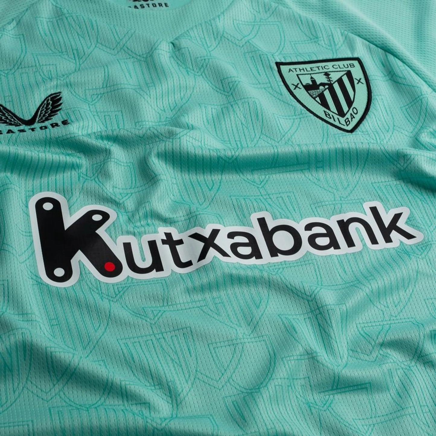 close view of the Castore Athletic Bilbao 2025/26 Away Shirt in Blue/White/Red