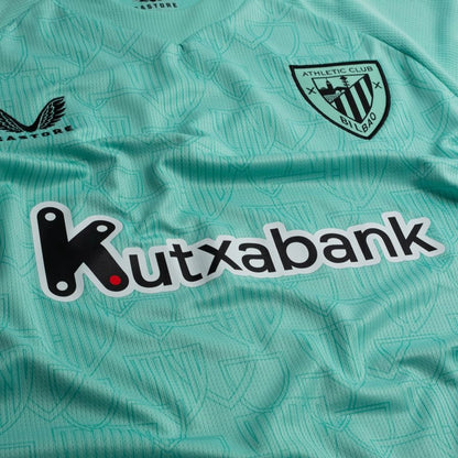 close view of the Castore Athletic Bilbao 2025/26 Away Shirt in Blue/White/Red