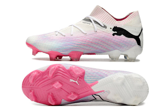Puma future ultimate 7, white/pink, available in FG and turf.